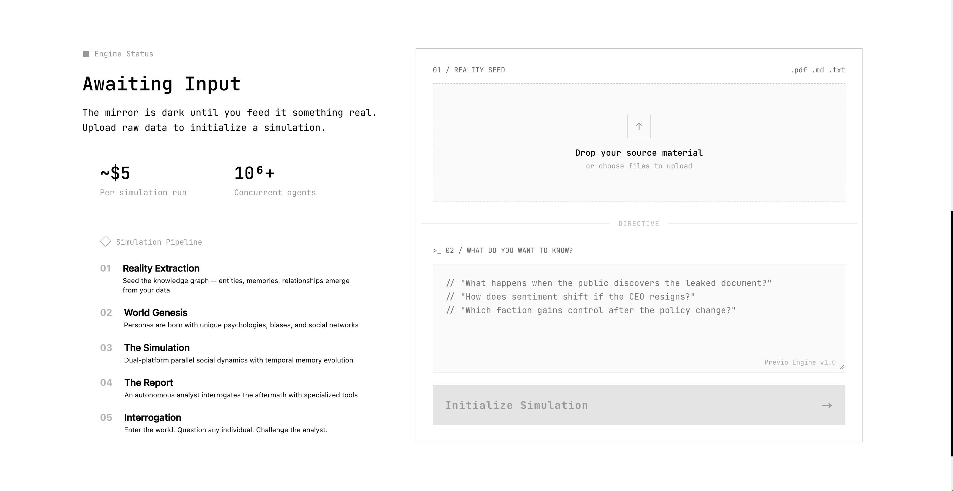 Previo Console — Awaiting Input